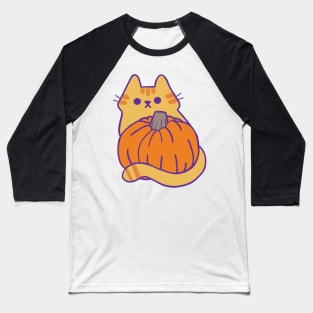 Orange Kitty with Pumpkin Baseball T-Shirt